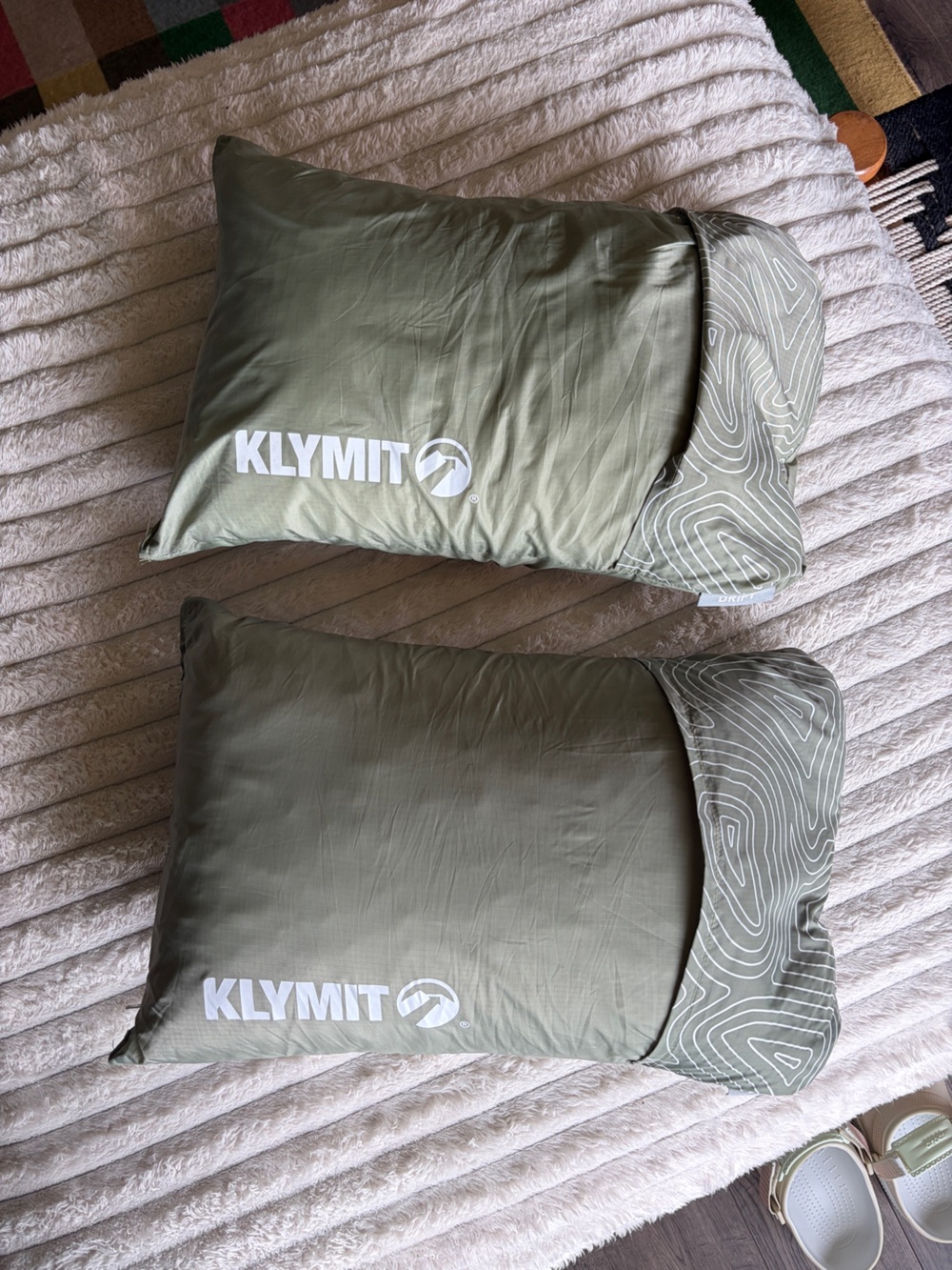 KLYMIT Drift Summit Camping Travel Pillows Memory Foam Olive Regular Set of 2